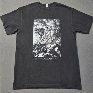 Berserk Anime MD Graphic T-Shirt Black I'd Rather Fight For My Life Quote